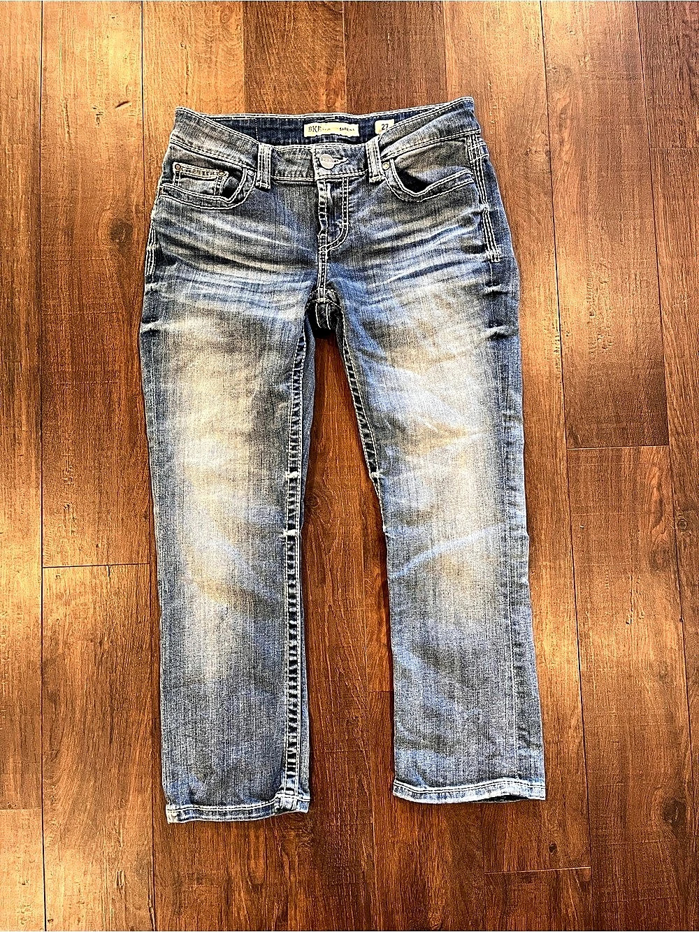 BKE Sabrina Women’s Jeans 27x28 Mid Rise Bootcut Stretch Dark Wash Western Rodeo